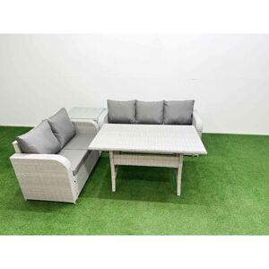 5 Seater pe Rattan Wicker Garden Furniture Patio Conservatory Sofa Set with Rectangular Dining Table 3 Seater Sofa Love Sofa Side Table - Fimous 5 Seater pe Rattan Wicker Garden Furniture Patio Conservatory Sofa Set with Rectangular Dining Table 3 Seater Sofa Love Sofa Side Table - Fimous