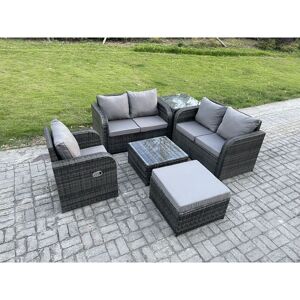 6 Piece Garden Furniture Sets 6 Seater Outdoor Patio Furniture Set Weaving Wicker Rattan Sofa Chair and Table with Big Footstool Side Table - Fimous 6 Piece Garden Furniture Sets 6 Seater Outdoor Patio Furniture Set Weaving Wicker Rattan Sofa Chair and Table with Big Footstool Side Table - Fimous