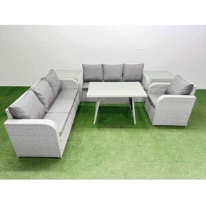 6 Pieces Outdoor pe Rattan Garden Furniture with Cushions Reclining Chair 2 Side Tables Light Grey - Fimous 6 Pieces Outdoor pe Rattan Garden Furniture with Cushions Reclining Chair 2 Side Tables Light Grey - Fimous