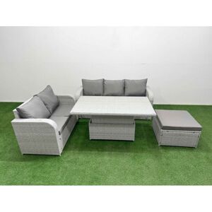 FIMOUS 6 Seater pe Rattan Wicker Garden Furniture Patio Conservatory Sofa Set with Adjustable Lifting Dining or Coffee Table 3 Seater Sofa Love Sofa Big FIMOUS 6 Seater pe Rattan Wicker Garden Furniture Patio Conservatory Sofa Set with Adjustable Lifting Dining or Coffee Table 3 Seater Sofa Love Sofa Big