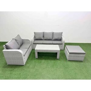 6 Seater pe Rattan Wicker Garden Furniture Patio Conservatory Sofa Set with Oblong Coffee Table 3 Seater Sofa Love Sofa Big Footstool - Fimous 6 Seater pe Rattan Wicker Garden Furniture Patio Conservatory Sofa Set with Oblong Coffee Table 3 Seater Sofa Love Sofa Big Footstool - Fimous