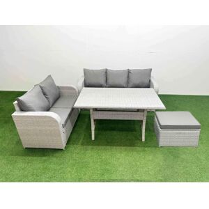 6 Seater pe Rattan Wicker Garden Furniture Patio Conservatory Sofa Set with Rectangular Dining Table 3 Seater Sofa Love Sofa Big Footstool - Fimous 6 Seater pe Rattan Wicker Garden Furniture Patio Conservatory Sofa Set with Rectangular Dining Table 3 Seater Sofa Love Sofa Big Footstool - Fimous