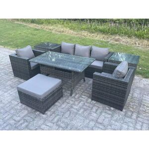 Fimous 6 Seater Rattan Garden Furniture Set - Outdoor Rectangular Dining Table Fimous 6 Seater Rattan Garden Furniture Set - Outdoor Rectangular Dining Table