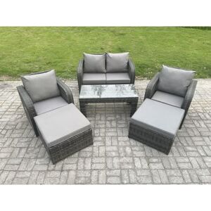 6 Seater Rattan Wicker Garden Furniture Patio Conservatory Sofa Set with Rectangular Coffee Table Reclining Chair Love Sofa 2 Big Footstool - Fimous 6 Seater Rattan Wicker Garden Furniture Patio Conservatory Sofa Set with Rectangular Coffee Table Reclining Chair Love Sofa 2 Big Footstool - Fimous