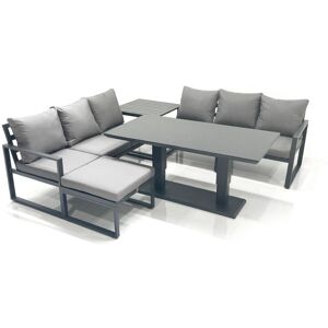 Fimous 7 Seater Aluminium Outdoor Garden Furniture Set with Adjustable Rising Lifting Dining Table 3 Seater Sofa Big Footstool Side Table Dark Grey Fimous 7 Seater Aluminium Outdoor Garden Furniture Set with Adjustable Rising Lifting Dining Table 3 Seater Sofa Big Footstool Side Table Dark Grey