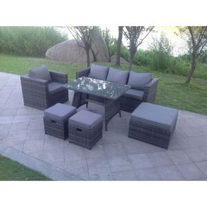 Fimous 7 Seater Grey Lounge Rattan Sofa Set Dining Table Chair Foot Rest Garden Furniture Outdoor Fimous 7 Seater Grey Lounge Rattan Sofa Set Dining Table Chair Foot Rest Garden Furniture Outdoor
