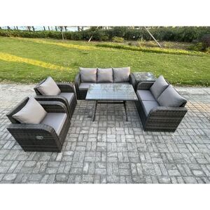 Fimous 7 Seater High Back PE Rattan Sofa Set Outdoor Garden Furniture Dining Table Set With Reclining Chair 3 Seater Sofa Love Sofa Side Table Fimous 7 Seater High Back PE Rattan Sofa Set Outdoor Garden Furniture Dining Table Set With Reclining Chair 3 Seater Sofa Love Sofa Side Table