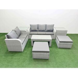 Fimous 7 Seater PE Rattan Wicker Garden Furniture Patio Conservatory Sofa Set with Oblong Coffee Table 3 Seater Sofa Love Sofa 2 Big Footstool 2 Side Fimous 7 Seater PE Rattan Wicker Garden Furniture Patio Conservatory Sofa Set with Oblong Coffee Table 3 Seater Sofa Love Sofa 2 Big Footstool 2 Side