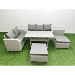 FIMOUS 7 Seater pe Rattan Wicker Garden Furniture Patio Conservatory Sofa Set with Rectangular Dining Table 3 Seater Sofa Love Sofa 2 Big Footstool 2 Side FIMOUS 7 Seater pe Rattan Wicker Garden Furniture Patio Conservatory Sofa Set with Rectangular Dining Table 3 Seater Sofa Love Sofa 2 Big Footstool 2 Side