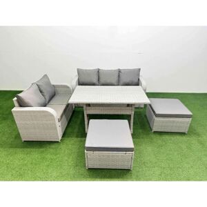 7 Seater pe Rattan Wicker Garden Furniture Patio Conservatory Sofa Set with Rectangular Dining Table 3 Seater Sofa Love Sofa 2 Big Footstool - Fimous 7 Seater pe Rattan Wicker Garden Furniture Patio Conservatory Sofa Set with Rectangular Dining Table 3 Seater Sofa Love Sofa 2 Big Footstool - Fimous