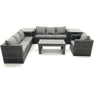 Fimous 7 Seater Rattan Garden Furniture Set Outdoor Lounger Sofa with Coffee Table Armchair 2 Side Tables Dark Grey Mixed Fimous 7 Seater Rattan Garden Furniture Set Outdoor Lounger Sofa with Coffee Table Armchair 2 Side Tables Dark Grey Mixed