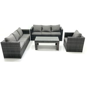 Fimous 7 Seater Rattan Garden Furniture Set Outdoor Lounger Sofa with Coffee Table Armchair Dark Grey Mixed Fimous 7 Seater Rattan Garden Furniture Set Outdoor Lounger Sofa with Coffee Table Armchair Dark Grey Mixed