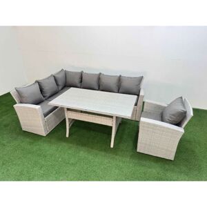 7 Seater Rattan Garden Furniture Set Outdoor Patio Dining Corner Sofa Sets with Dining Table Chair Light Grey Mixed - Fimous 7 Seater Rattan Garden Furniture Set Outdoor Patio Dining Corner Sofa Sets with Dining Table Chair Light Grey Mixed - Fimous