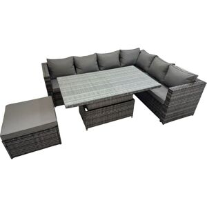 7 Seater Rattan Height Adjustable Rising Lifting Table Corner Sofa Sets with Big Footstool Dark Grey Mixed - Fimous 7 Seater Rattan Height Adjustable Rising Lifting Table Corner Sofa Sets with Big Footstool Dark Grey Mixed - Fimous