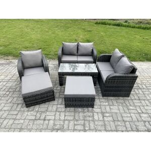 7 Seater Rattan Wicker Garden Furniture Patio Conservatory Sofa Set with Rectangular Coffee Table Reclining Chair Love Sofa 2 Big Footstool - Fimous 7 Seater Rattan Wicker Garden Furniture Patio Conservatory Sofa Set with Rectangular Coffee Table Reclining Chair Love Sofa 2 Big Footstool - Fimous