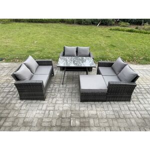 7 Seater Rattan Wicker Garden Furniture Patio Conservatory Sofa Set with Rectangular Dining Table Love Seat Sofa Big Footstool - Fimous 7 Seater Rattan Wicker Garden Furniture Patio Conservatory Sofa Set with Rectangular Dining Table Love Seat Sofa Big Footstool - Fimous