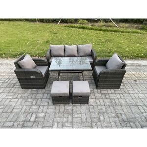 FIMOUS 7 Seater Rattan Wicker Garden Furniture Patio Conservatory Sofa Set with Rectangular Dining Table Reclining Chair 3 Seater Sofa 2 Small Footstool FIMOUS 7 Seater Rattan Wicker Garden Furniture Patio Conservatory Sofa Set with Rectangular Dining Table Reclining Chair 3 Seater Sofa 2 Small Footstool