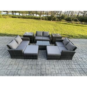 Fimous Rattan Garden Furniture Set - 8 Piece Patio Set with Tables & Love Seat Fimous Rattan Garden Furniture Set - 8 Piece Patio Set with Tables & Love Seat