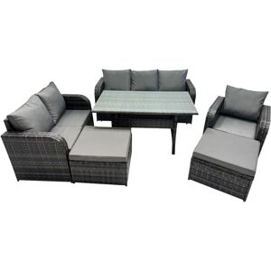 8 Seat Outdoor Wicker pe Rattan Garden Furniture Set Dining Table Sofa Set with 2 Big Stools Dark Grey Mixed - Fimous 8 Seat Outdoor Wicker pe Rattan Garden Furniture Set Dining Table Sofa Set with 2 Big Stools Dark Grey Mixed - Fimous