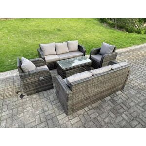 8 Seater Dark Grey pe Wicker Rattan Garden Furniture Set Reclining Chair Lounge 3 Seater Sofa Set Outdoor Rectangular Coffee Table - Fimous 8 Seater Dark Grey pe Wicker Rattan Garden Furniture Set Reclining Chair Lounge 3 Seater Sofa Set Outdoor Rectangular Coffee Table - Fimous