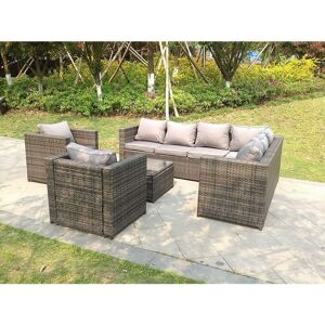 Fimous 8 Seater Grey Rattan Corner Sofa Set Coffee Table 2 Armchairs Garden Furniture Outdoor Fimous 8 Seater Grey Rattan Corner Sofa Set Coffee Table 2 Armchairs Garden Furniture Outdoor