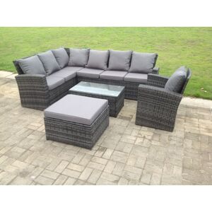 8 Seater High Back Rattan Garden Furniture Set Corner Sofa With Oblong Coffee Table Big Footstool - Fimous 8 Seater High Back Rattan Garden Furniture Set Corner Sofa With Oblong Coffee Table Big Footstool - Fimous