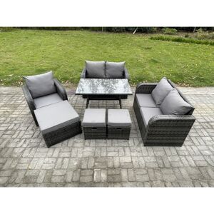 8 Seater Outdoor Garden Dining Sets Rattan Furniture With Dining Table Armchairs Love Sofa 3 Footstools Dark Grey Mixed - Fimous 8 Seater Outdoor Garden Dining Sets Rattan Furniture With Dining Table Armchairs Love Sofa 3 Footstools Dark Grey Mixed - Fimous