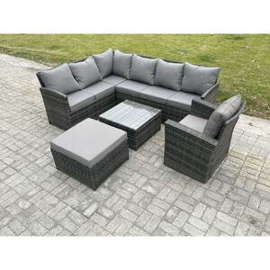 8 Seater Outdoor Garden Furniture Set Wicker pe Rattan Corner Sofa Set with Square Coffee Table Big Footstool Armchair Dark Grey Mixed - Fimous 8 Seater Outdoor Garden Furniture Set Wicker pe Rattan Corner Sofa Set with Square Coffee Table Big Footstool Armchair Dark Grey Mixed - Fimous