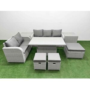 Fimous 8 Seater PE Rattan Wicker Garden Furniture Patio Conservatory Sofa Set with Adjustable Lifting Dining or Coffee Table 3 Seater Sofa Love Sofa Fimous 8 Seater PE Rattan Wicker Garden Furniture Patio Conservatory Sofa Set with Adjustable Lifting Dining or Coffee Table 3 Seater Sofa Love Sofa