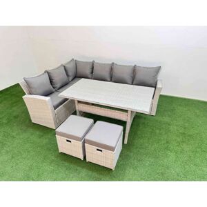 8 Seater Rattan Garden Furniture Set Outdoor Patio Dining Corner Sofa Sets with Dining Table 2 Small Footstools Light Grey Mixed - Fimous 8 Seater Rattan Garden Furniture Set Outdoor Patio Dining Corner Sofa Sets with Dining Table 2 Small Footstools Light Grey Mixed - Fimous