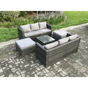 8 Seater Rattan Garden Furniture Set Patio Outdoor Lounge Sofa Set with Square Coffee Table 2 Big Footstool Dark Grey Mixed - Fimous 8 Seater Rattan Garden Furniture Set Patio Outdoor Lounge Sofa Set with Square Coffee Table 2 Big Footstool Dark Grey Mixed - Fimous