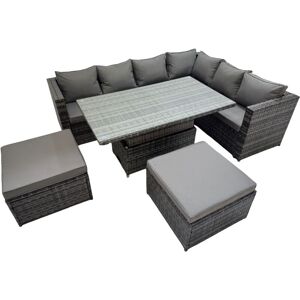 8 Seater Rattan Height Adjustable Rising Lifting Table Corner Sofa Sets with 2 Big Footstools Dark Grey Mixed - Fimous 8 Seater Rattan Height Adjustable Rising Lifting Table Corner Sofa Sets with 2 Big Footstools Dark Grey Mixed - Fimous