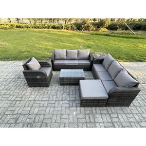 Fimous 8 Seater Rattan Outdoor Garden Furniture Sofa Set Patio Table & Chairs Set with 3 Seater Sofa Reclining Chair 3 Seater Sofa Big Footstool Side Fimous 8 Seater Rattan Outdoor Garden Furniture Sofa Set Patio Table & Chairs Set with 3 Seater Sofa Reclining Chair 3 Seater Sofa Big Footstool Side