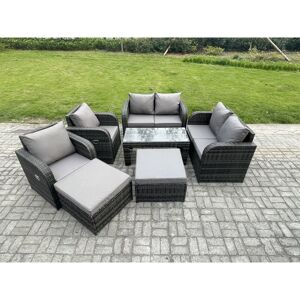 8 Seater Rattan Wicker Garden Furniture Patio Conservatory Sofa Set with Rectangular Coffee Table Reclining Chair Love Sofa 2 Big Footstool - Fimous 8 Seater Rattan Wicker Garden Furniture Patio Conservatory Sofa Set with Rectangular Coffee Table Reclining Chair Love Sofa 2 Big Footstool - Fimous