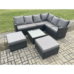 8 Seater Wicker pe Outdoor Garden Furniture Set High Back Rattan Corner Sofa Set with 2 Big Footstool Square Coffee Table - Fimous 8 Seater Wicker pe Outdoor Garden Furniture Set High Back Rattan Corner Sofa Set with 2 Big Footstool Square Coffee Table - Fimous