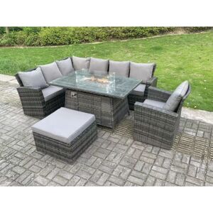 8 Seater Outdoor Rattan Gas Fire Pit Sofa Dining Set Garden Furniture Heater Dining Table Chair Dark Grey Mixed Left Side - Fimous 8 Seater Outdoor Rattan Gas Fire Pit Sofa Dining Set Garden Furniture Heater Dining Table Chair Dark Grey Mixed Left Side - Fimous
