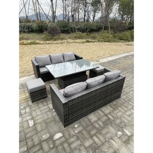 Fimous Dark Grey 8 Seater Outdoor Rattan Sofa Set - Garden Furniture Fimous Dark Grey 8 Seater Outdoor Rattan Sofa Set - Garden Furniture