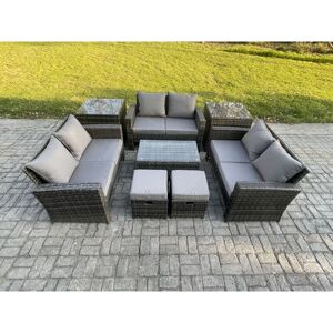 Fimous Rattan Garden Furniture Set - Dark Grey - Outdoor Patio 8pc Fimous Rattan Garden Furniture Set - Dark Grey - Outdoor Patio 8pc