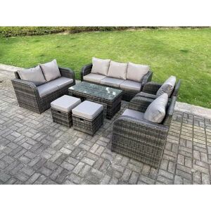9 Seater Dark Grey pe Wicker Rattan Garden Furniture Set Reclining Chair Love Seat 3 Seater Sofa Set Outdoor Rectangular Coffee Table Stools - Fimous 9 Seater Dark Grey pe Wicker Rattan Garden Furniture Set Reclining Chair Love Seat 3 Seater Sofa Set Outdoor Rectangular Coffee Table Stools - Fimous