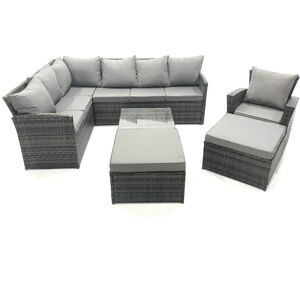 9 Seater Outdoor Garden Furniture Set Wicker pe Rattan Corner Sofa Set with Square Coffee Table 2 Big Footstool Dark Grey Mixed - Fimous 9 Seater Outdoor Garden Furniture Set Wicker pe Rattan Corner Sofa Set with Square Coffee Table 2 Big Footstool Dark Grey Mixed - Fimous
