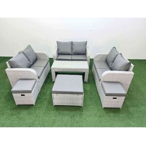 9 Seater pe Wicker Rattan Furniture Sofa Sets with Oblong Coffee Table 2 Seater Love Sofa 3 Stool Light Grey - Fimous 9 Seater pe Wicker Rattan Furniture Sofa Sets with Oblong Coffee Table 2 Seater Love Sofa 3 Stool Light Grey - Fimous