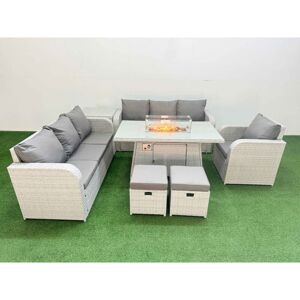 FIMOUS 9 Seater Poly Rattan Outdoor Garden Furniture Firepit Dining Table Sofa Set Patio 3 Seater Sofa Reclining Chair 3 Seater Sofa Stools Side Table Light FIMOUS 9 Seater Poly Rattan Outdoor Garden Furniture Firepit Dining Table Sofa Set Patio 3 Seater Sofa Reclining Chair 3 Seater Sofa Stools Side Table Light