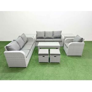 FIMOUS 9 Seater Poly Rattan Outdoor Garden Furniture Oblong Coffee Table Sofa Set Patio 3 Seater Sofa Reclining Chair 3 Seater Sofa Stools 2 Side Table FIMOUS 9 Seater Poly Rattan Outdoor Garden Furniture Oblong Coffee Table Sofa Set Patio 3 Seater Sofa Reclining Chair 3 Seater Sofa Stools 2 Side Table