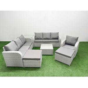 FIMOUS 9 Seater Poly Rattan Outdoor Garden Furniture Square Coffee Table Sofa Set Patio 3 Seater Sofa Reclining Chair 3 Seater Sofa 2 Big Footstools Side FIMOUS 9 Seater Poly Rattan Outdoor Garden Furniture Square Coffee Table Sofa Set Patio 3 Seater Sofa Reclining Chair 3 Seater Sofa 2 Big Footstools Side