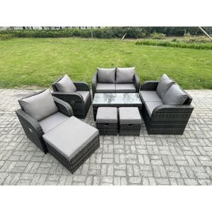 FIMOUS 9 Seater Rattan Garden Furniture Set Outdoor Patio Sofa, Table and Chairs Garden Table Footstools Ideal for Pool Side, Balcony, Outdoor and indoor FIMOUS 9 Seater Rattan Garden Furniture Set Outdoor Patio Sofa, Table and Chairs Garden Table Footstools Ideal for Pool Side, Balcony, Outdoor and indoor