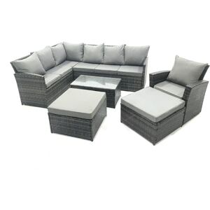 9 Seater Rattan Lounge Corner Sofa Set Wicker pe Outdoor Garden Furniture Set with Coffee Table 2 Big Fotstools Dark Grey Mixed - Fimous 9 Seater Rattan Lounge Corner Sofa Set Wicker pe Outdoor Garden Furniture Set with Coffee Table 2 Big Fotstools Dark Grey Mixed - Fimous