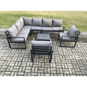 Fimous Aluminium Garden Furniture Set Outdoor Lounge Corner Sofa 2 Pcs Chair Square Coffee Table Sets Dark Grey 8 Seater Fimous Aluminium Garden Furniture Set Outdoor Lounge Corner Sofa 2 Pcs Chair Square Coffee Table Sets Dark Grey 8 Seater