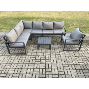 Fimous Aluminium Garden Furniture Set Outdoor Lounge Corner Sofa Chair Square Coffee Table Sets Dark Grey 7 Seater Fimous Aluminium Garden Furniture Set Outdoor Lounge Corner Sofa Chair Square Coffee Table Sets Dark Grey 7 Seater