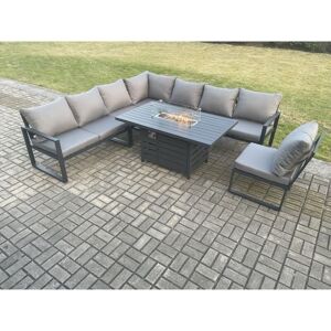 Aluminium Lounge Corner Sofa Outdoor Garden Furniture Sets Gas Fire Pit Dining Table Set Dark Grey - Fimous Aluminium Lounge Corner Sofa Outdoor Garden Furniture Sets Gas Fire Pit Dining Table Set Dark Grey - Fimous
