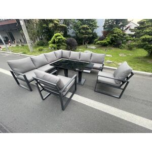 Fimous Aluminum Outdoor Garden Furniture Corner Sofa 2 Arm Chair Adjustable Rising Lifting Dining Table Sets Dark Grey 9 Seater Fimous Aluminum Outdoor Garden Furniture Corner Sofa 2 Arm Chair Adjustable Rising Lifting Dining Table Sets Dark Grey 9 Seater